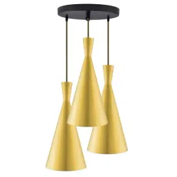 Homesake 3-Lights Round Cluster Golden Metal Modern Inverted Cone Pendant Light - Set of 1-image-36