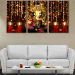 999Store Multicolor Lord Ganesha Art 3 Frame Canvas Paintings-28