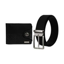 Scharf Black Leather Set Of Waist Belt And Wallet For Men-image-92