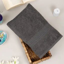 Creeva Classic Grey Cotton Solid Bath Towel-image-13