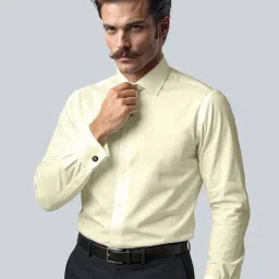 THE FORMAL CLUB Beige Regular Fit Plain Shirt-picture-30