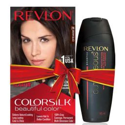 Revlon Color Silk Hair Color with Keratin 2N Brown Black & Outrageous Shampoo Set-image-25