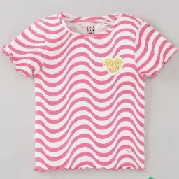 Ed-a-Mamma Kids Pink & White Cotton Printed T-Shirt-image-64