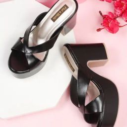 Flat N Heels Women's Black Cross Strap Sandals-image-50