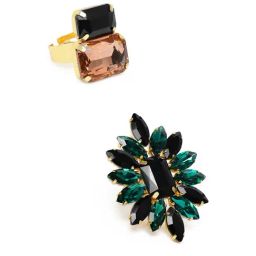 Zaveri Pearls Multicolor Combo of 2 Crystal Shine Stones Studded Party Bling Finger Rings-ZPFK10226-image-32