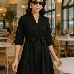 Style Quotient Black Polyester Solid Mini Dress-image-87