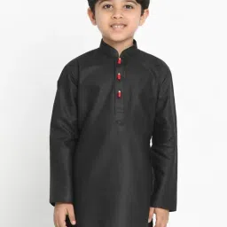 VASTRAMAY Kids Black Modern Fit Kurta-picture-5