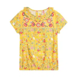 Blue Giraffe Kids Yellow Printed Top-image-70