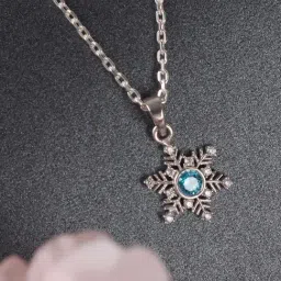 Clara 92.5 Sterling Silver Snowflake Pendant with Chain for Women-image-32