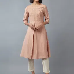 W Pink Embroidered A Line Kurta-picture-16