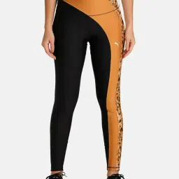 Puma Safari Glam Black & Yellow Color-Block Tights-image-93