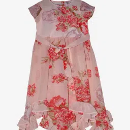 Kiddopanti Kids Peach Floral Print Dress-image-56