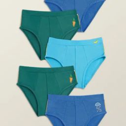 XY Life Kids Blue & Green Relaxed Fit Briefs (Pack of 5)-image-43