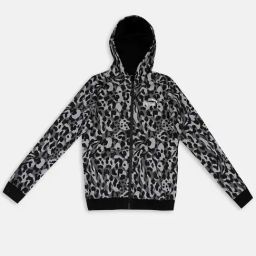 Puma Kids Alpha AOP FL G Black & Grey Cotton Printed Full Sleeves Jacket-image-4