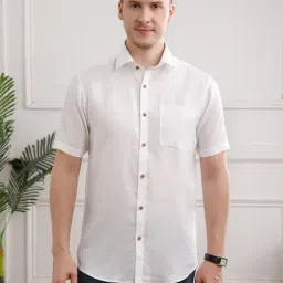 THE FORMAL CLUB Snow White Regular Fit Plain Shirt-picture-2