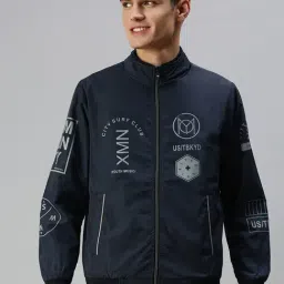 SHOWOFF Navy Slim Fit Printed Jackets-30