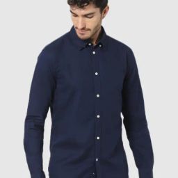 celio* Navy Cotton Regular Fit Shirt-image-36