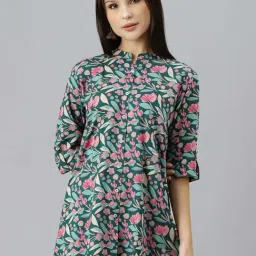 Divena Green Floral Print Top-image-86