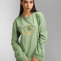 KZ07 by Kazo Sage Green Graphic Print Pullover-image-86