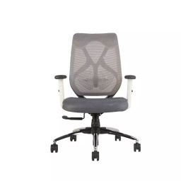 AB Designs Hector Medium Back 1D Adjustable Armrest Ergonomic Chair With Smart Synchro Grey and White-9