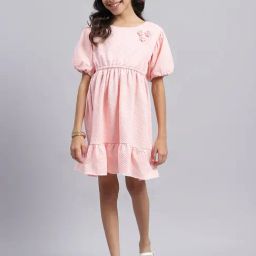 Monte Carlo Girls Pink Self Design Dress-image-48