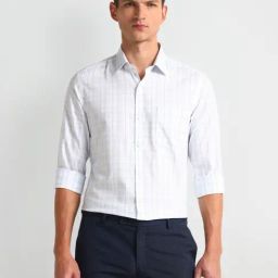 Arrow White Cotton Slim Fit Checks Shirt-picture-44