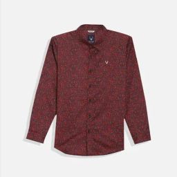 Allen Solly Boys Maroon Printed Full Sleeves Shirt-image-2