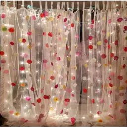 AK 1.83 x 1.52 m (6x5 Feet) White Shimmer Net Curtain String Light for Decoration, WHCUR image 2