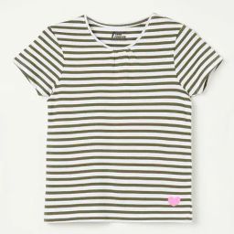 Fame Forever by Lifestyle Kids Olive & White Cotton Striped T-Shirt-picture-36