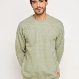 Club York Pista Green Cotton Regular Fit Self Pattern Sweatshirt-picture-21