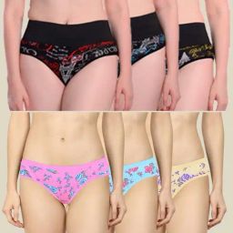 AROUSY Pink & Blue Printed Bikini Panties - Pack Of 6-image-89