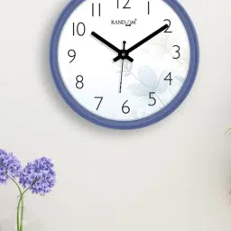 Random White & Blue Printed Analogue Wall Clock-image-40