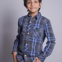 Biglilpeople Boys Black & Navy Checks Full Sleeves Shirt-picture-17