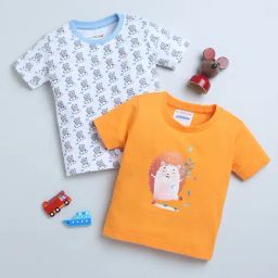 Bumzee Kids Orange & White Printed T-Shirt (Pack Of 2)-picture-14