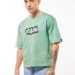 Bewakoof Green Cotton Relaxed Fit Graphic T-Shirt-picture-21