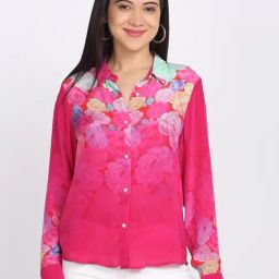 SHAYE Pink Viscose Printed Shirt-picture-47