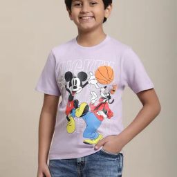 Kidsville Mickey & Friends Printed Purple Regular Fit T-Shirt For Boys-image-20