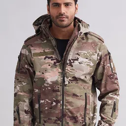 MOUNTMILLER Men Camouflage Printed Hooded Padded Jacket-11