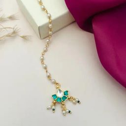 Abdesigns Gold-Tone Plated Pachi Kundan Studded Maang Tikka Headpiece-image-51