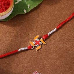 Ornate Jewels 925 Silver Rhodium Plated Swastik Enamel Thread Rakhi for Brother with Roli Chawal-image-64