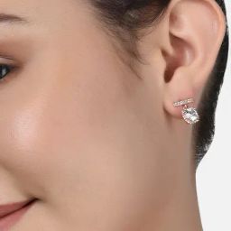 Zaveri Pearls Set of 2 Rose Gold Contemporary Cubic Zirconia Brass Drop & Stud Earrings - ZPFK11132-90