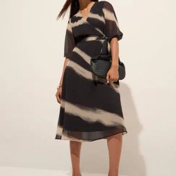 Wardrobe by Westside Black Printed A-Line Belted Dress-image-93