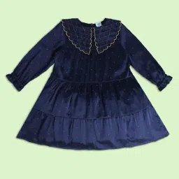 MINIKLUB Kids Navy Embellished Full Sleeves Dress-image-31