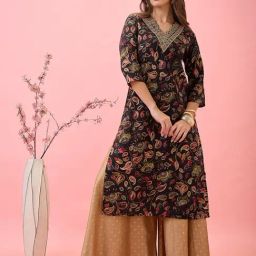 Globus Black Chanderi Embroidered Kurta-image-56