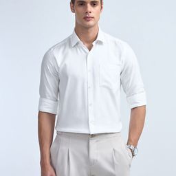 Arrow Men Manhattan Slim Fit Solid Spread Collar Pure Cotton Formal Shirt-picture-12