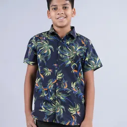 Kiddopanti Kids Navy & Green Printed Shirt-image-102