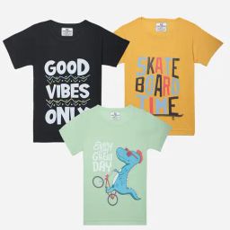 Vimal Jonney Boys Multicolor Printed T-Shirt (Pack Of 3)-picture-20
