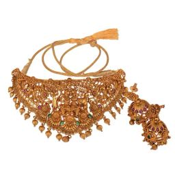 Saraf RS Jewellery 24-CT Gold Polish Kempo Radha Krishna Choker Jewellery Set-image-6