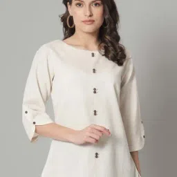 Powersutra Beige Cotton Regular Fit Top-image-87