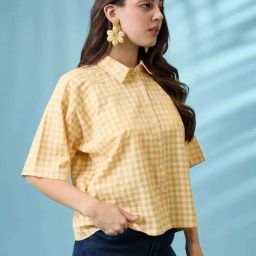 Globus Yellow Regular Fit Checks Shirt-picture-24